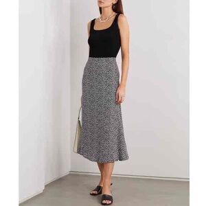 Reformation Black Floral A-Line Midi Skirt Size 0